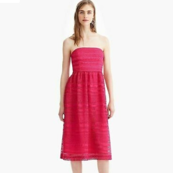 J.Crew Strapless Pink Dress In Mixed Lace - Picture 4 of 13